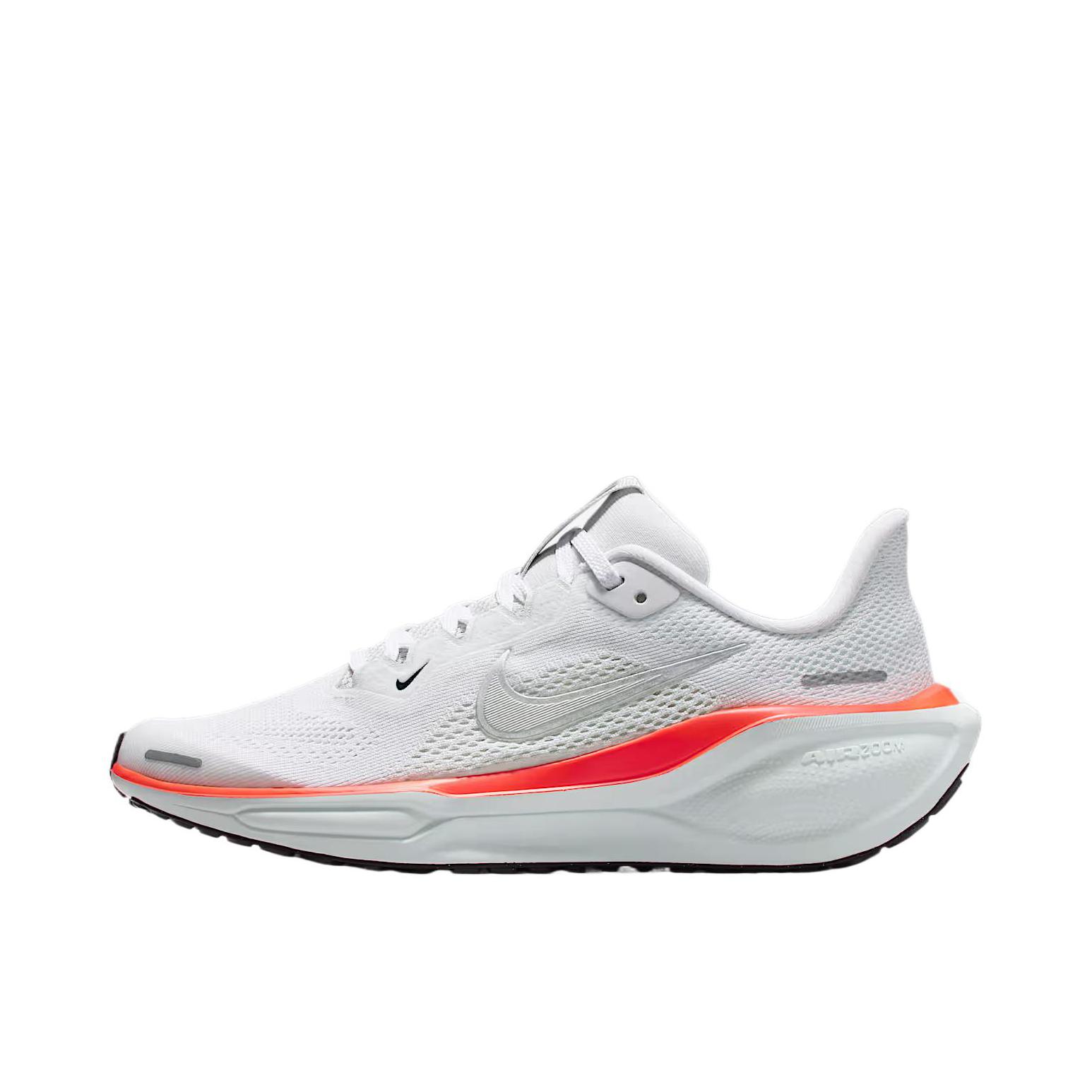 推荐商品：Nike Air Zoom Pegasus 41 飞马 跑鞋 ReactX泡绵缓震透气轻便回弹训练防滑马拉松短跑支撑贴合耐用 大童/白色/微绿色/亮深红/金属银
