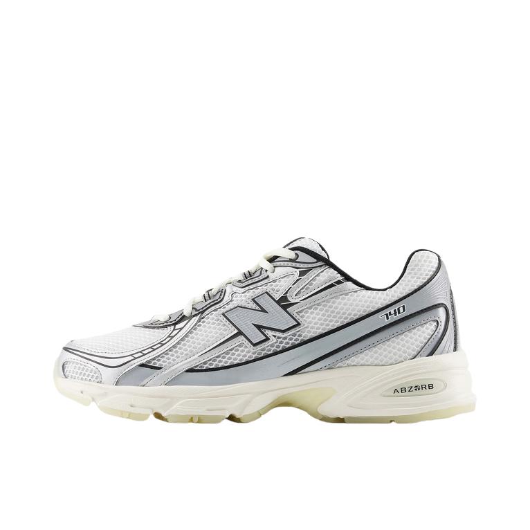 推荐商品：New Balance 740 跑鞋 增高防滑耐磨透气低帮系带拼接圆头千禧风贴合支撑耐穿 白色/银色