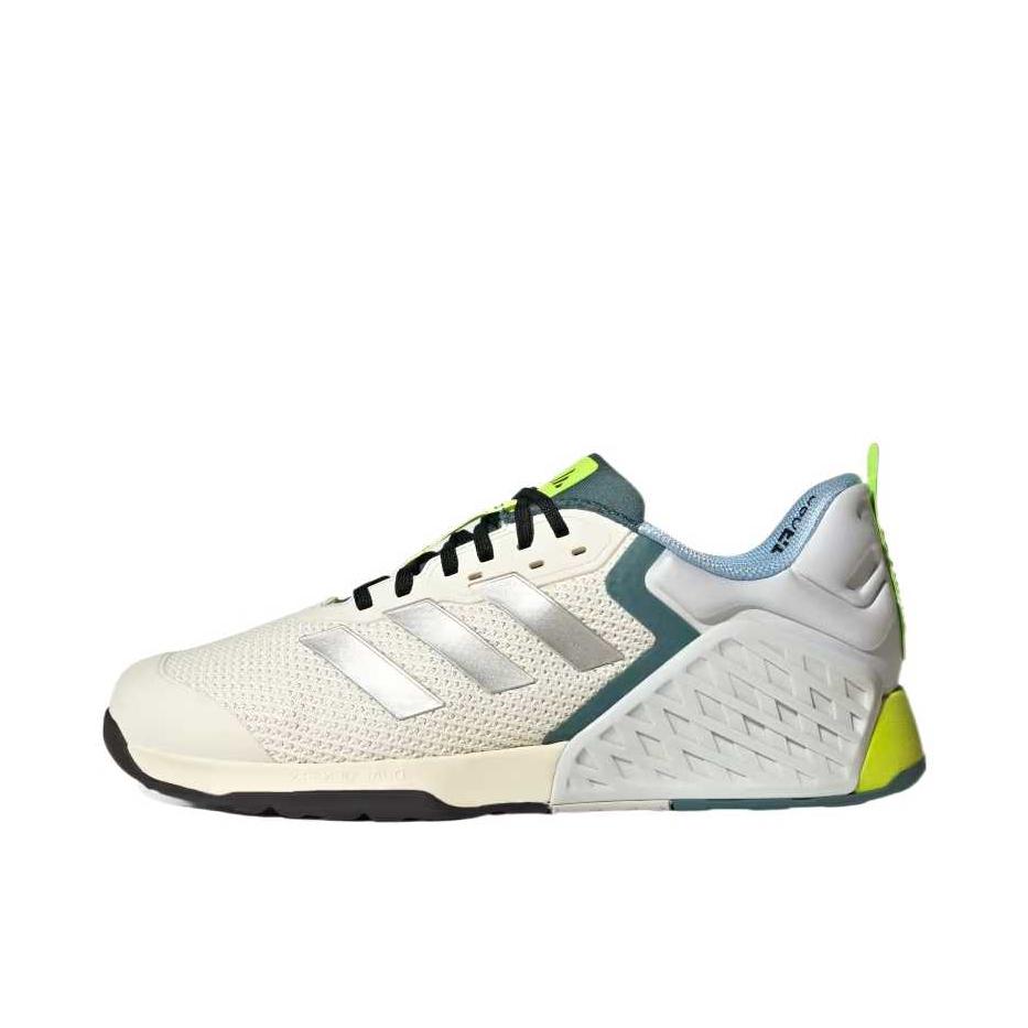 推荐商品：adidas DROPSET 3 TRAINER 防滑 耐磨 透气 力量训练 硬拉 深蹲 织物 回弹 稳定力量 缓震 贴合 训练鞋 白色/银色/蓝色