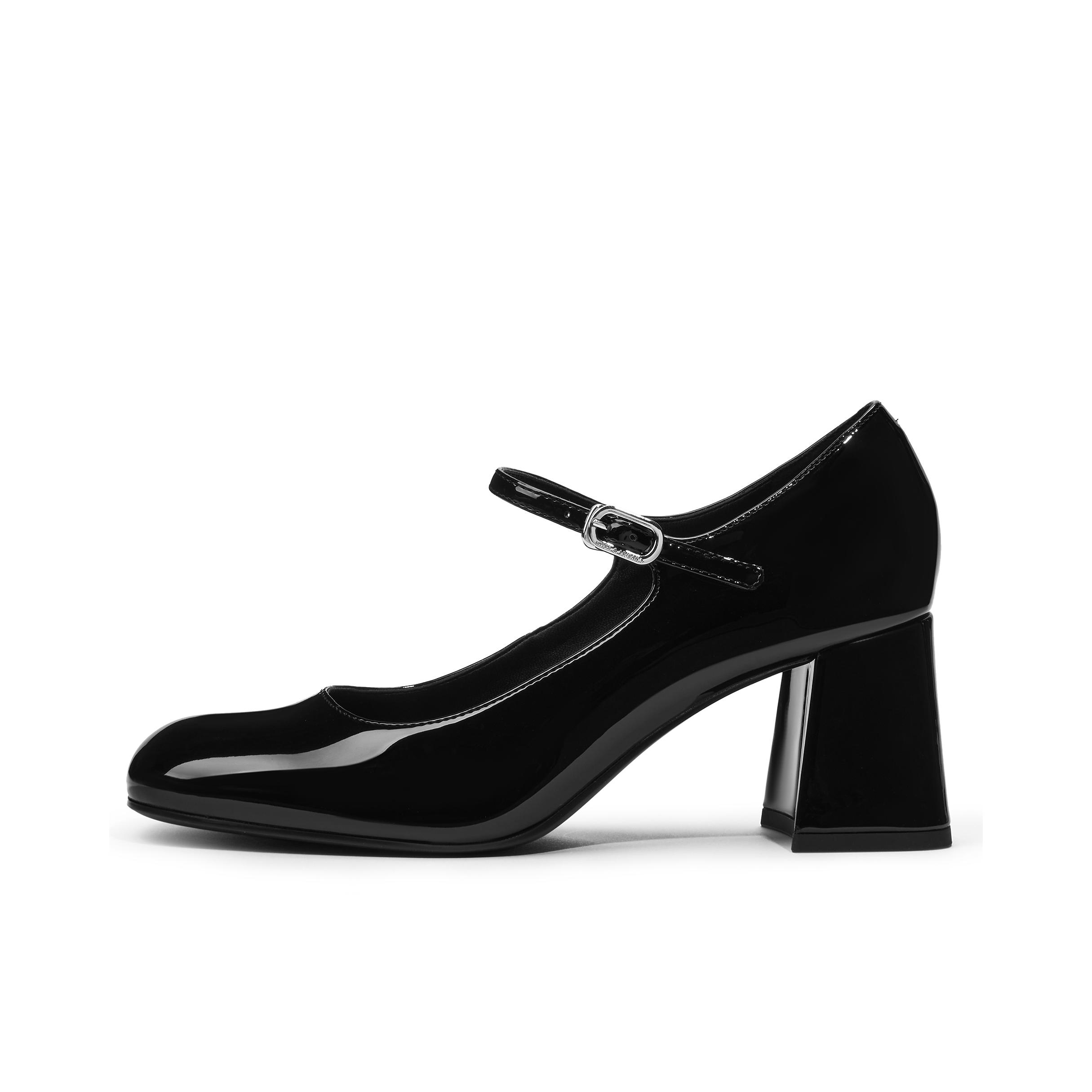 推荐商品：CHARLES&KEITH 法式 漆皮 粗跟 一字带 玛丽珍鞋 高跟鞋 CK1-60280462 黑色