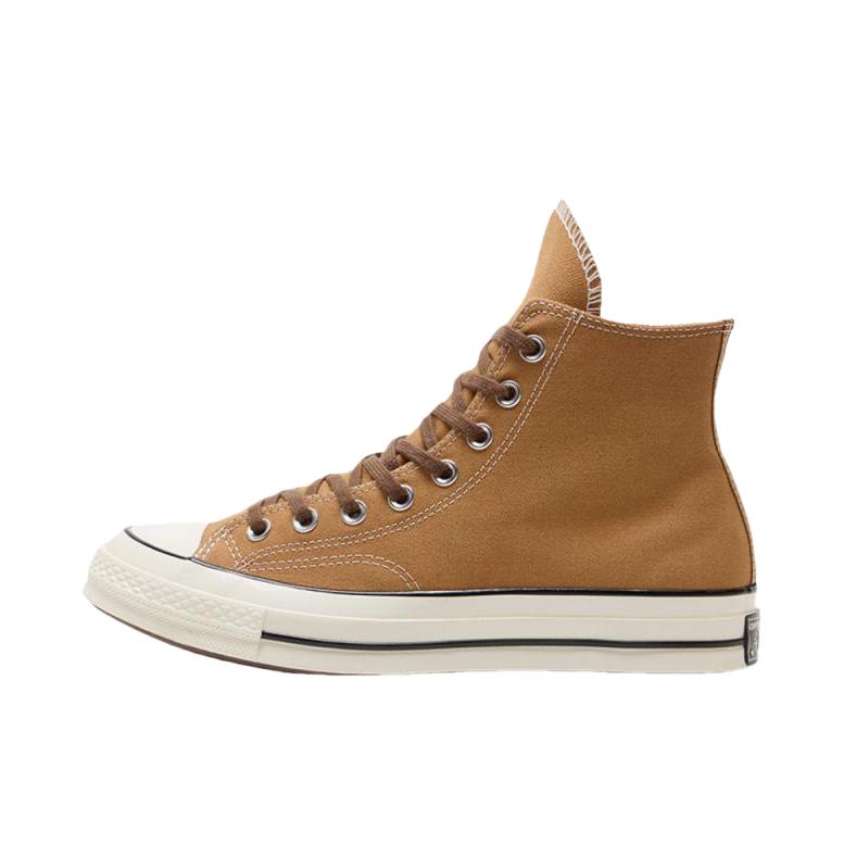 推荐商品：Converse/匡威 Chuck 70 帆布鞋 防滑耐磨薄底轻便透气舒适百搭复古时尚贴合圆头流光风 亚麻棕色/白色
