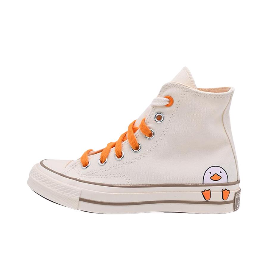 推荐商品：Converse/匡威 Chuck 70 帆布鞋 防滑耐磨薄底轻便透气舒适百搭复古时尚贴合圆头流光风 米色/橙色 