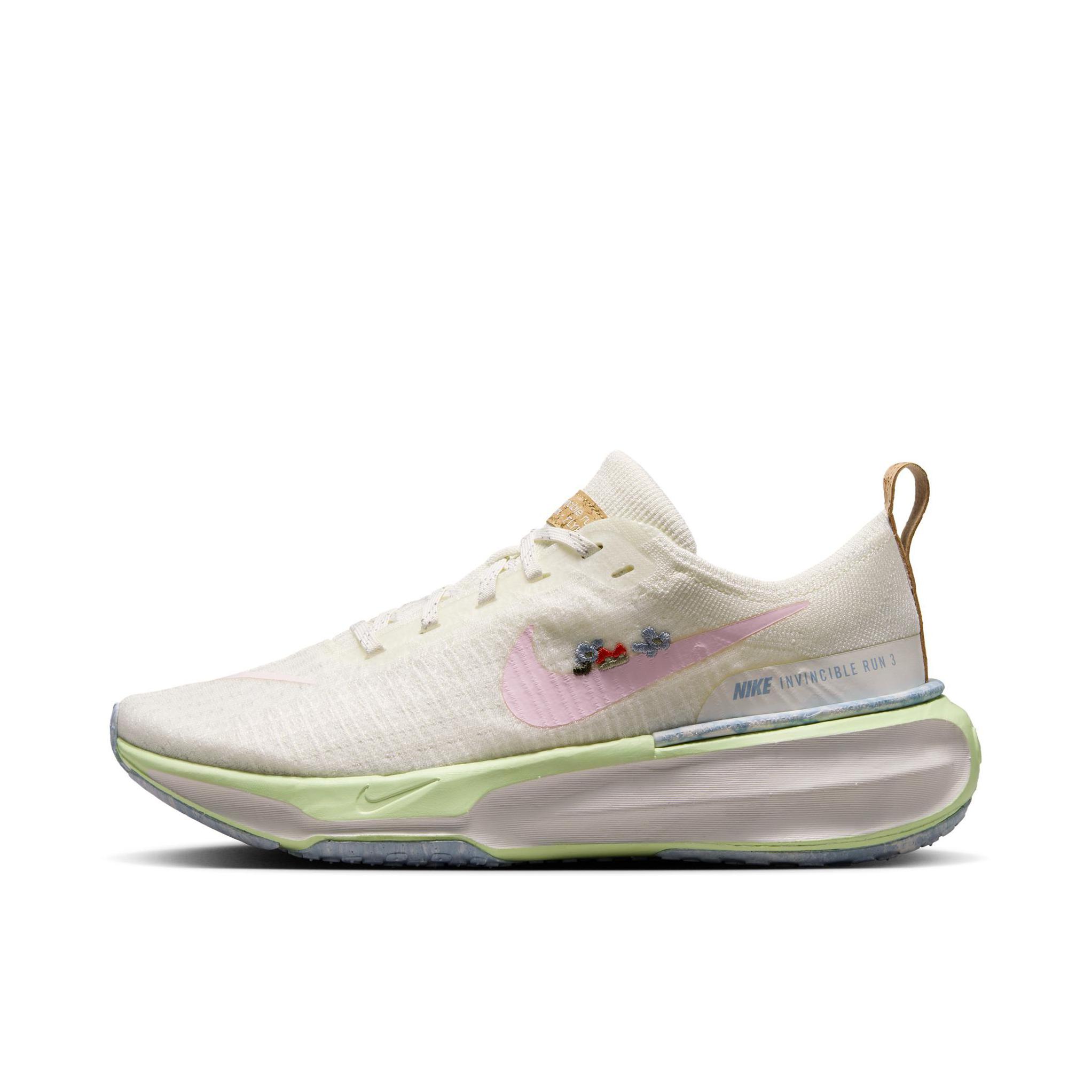 推荐商品：Nike Invincible 3 跑鞋 透气缓震织物运动支撑训练轻便平跟 泡沫粉/帆白色/足球灰/珍珠粉/微黄绿