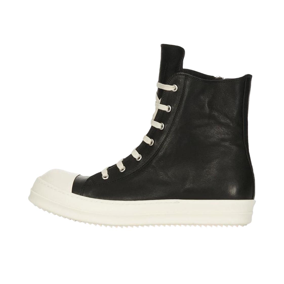 推荐商品：Rick Owens 运动休闲鞋 小牛皮经典百搭时尚简约耐磨圆头厚底 亮黑色