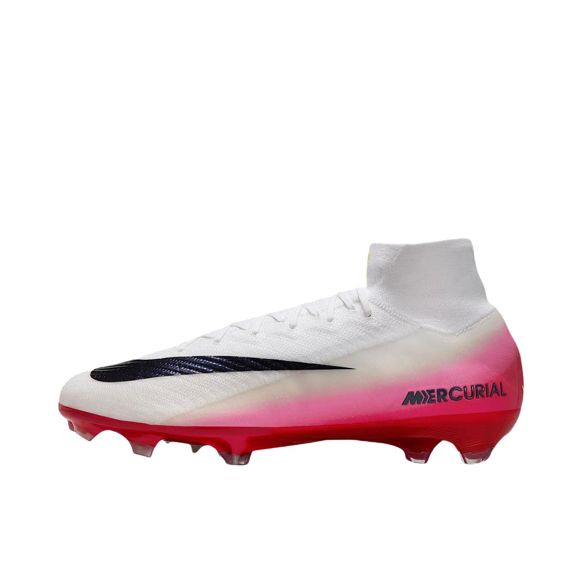 推荐商品：Nike Mercurial Superfly 10 Elite FG 精英级 胶质长钉 天然草地 防滑耐磨 足球鞋 白色/大学红/黑曜石黑