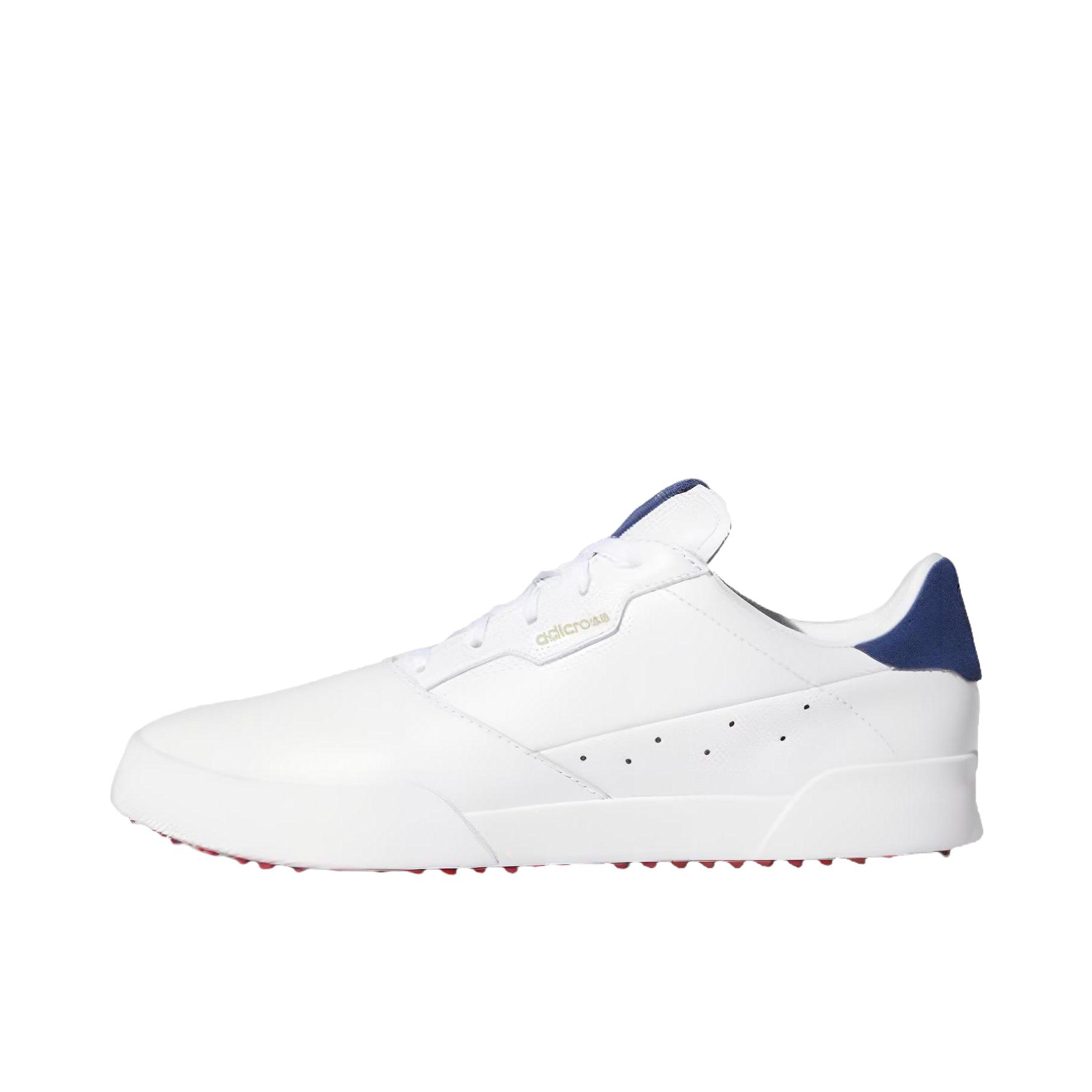 推荐商品：adidas Adicross Retro 舒适百搭 复古 防滑耐磨 轻便透气 高尔夫鞋 亮白/侦探靛蓝/银金属