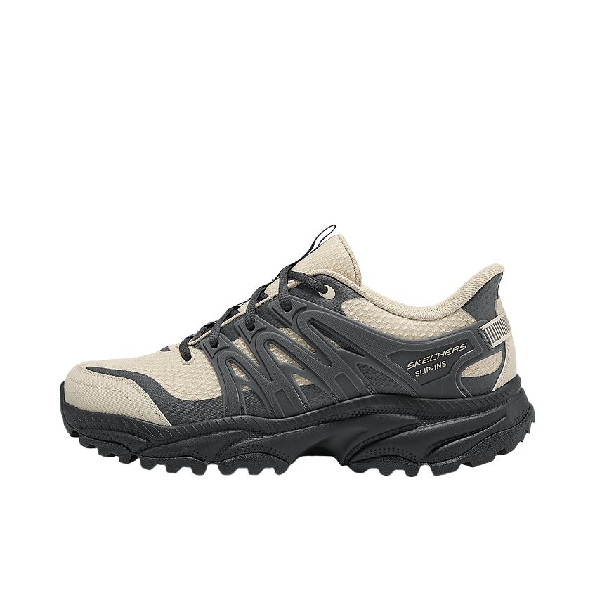 推荐商品：Skechers/斯凯奇 登山鞋 徒步鞋 户外鞋 一脚蹬越野闪穿科技 灰褐色/黑色
