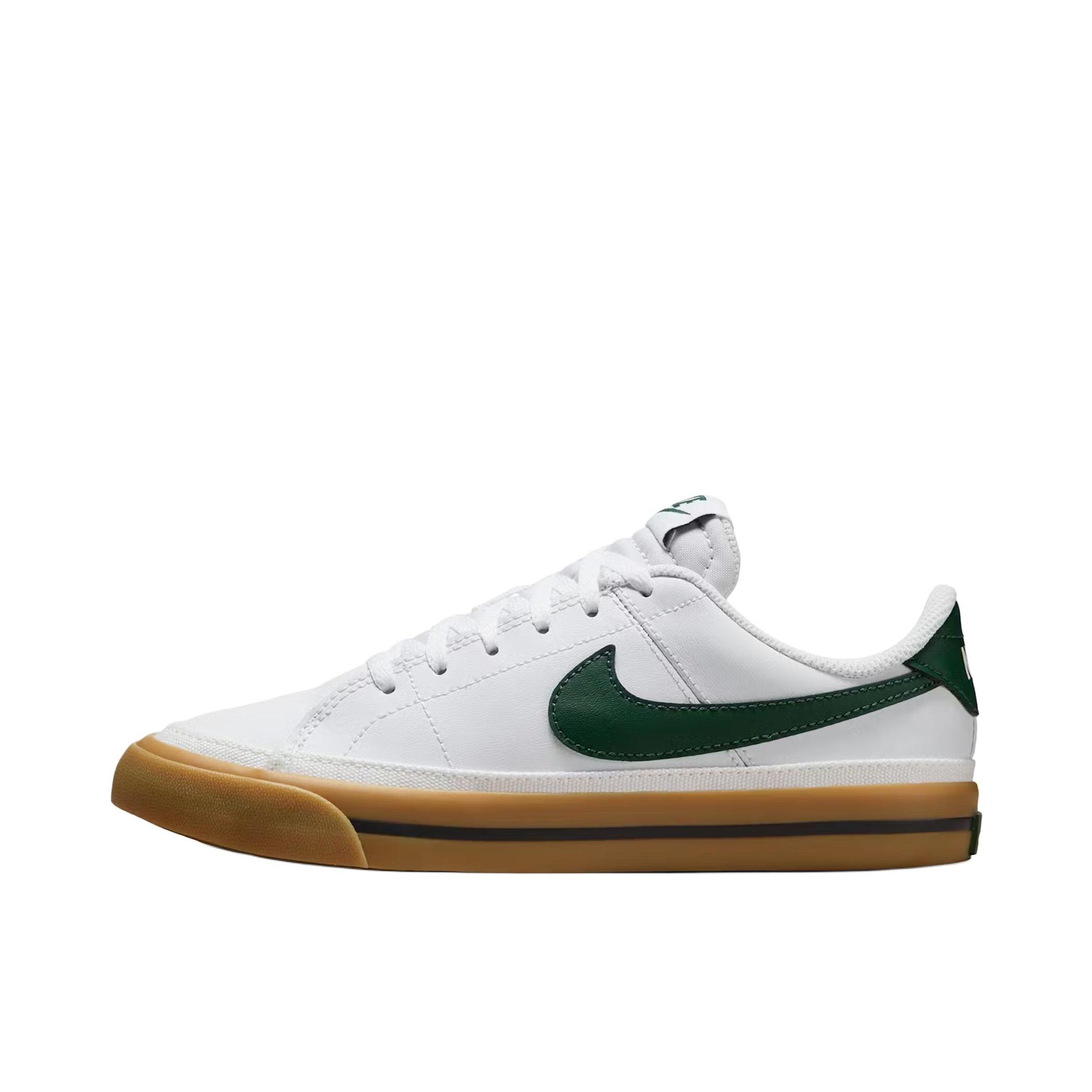 推荐商品：Nike Court Legacy 板鞋 复古舒适透气防滑耐磨休闲运动一脚蹬 大童/白色/绿色