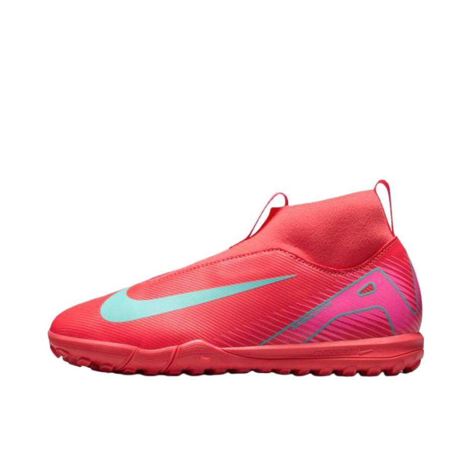 推荐商品：Nike Mercurial Superfly 10 Academy TF 中端 胶质碎钉 人造草地 包裹性 足球鞋 大童/红色/青色