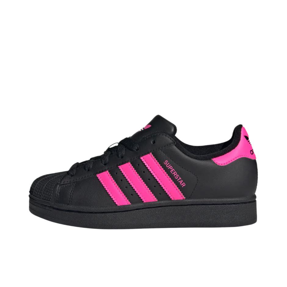 推荐商品：adidas Originals Superstar 2 板鞋 复古防滑耐磨贝壳头贴合圆头支撑 大童/黑色/粉色 