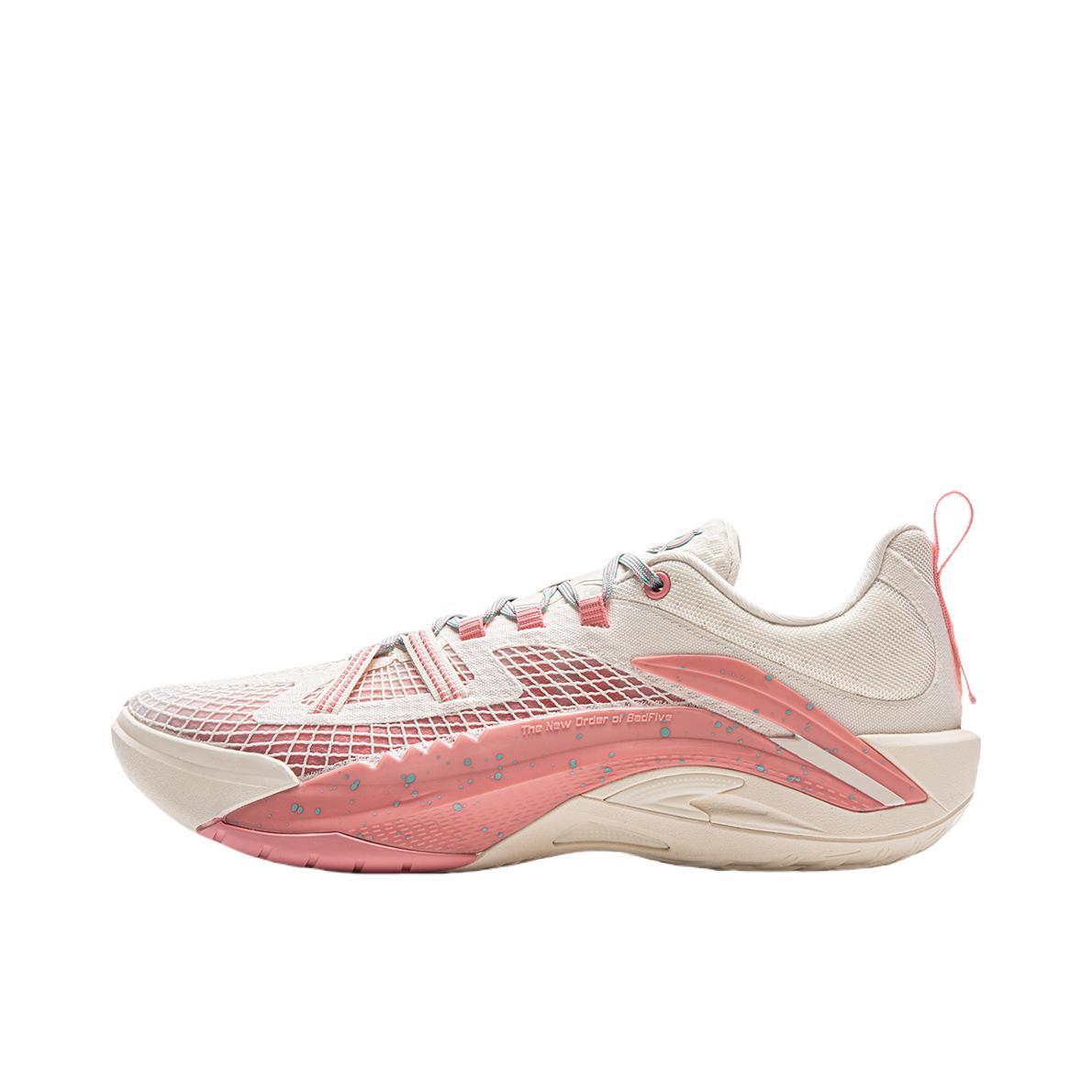 推荐商品：李宁 反伍 BADFIVE 游击1 Super V2 篮球鞋 轻量高回弹室外水泥地缓震稳定轻质防滑抓地超䨻科技 桃胭粉/米色色