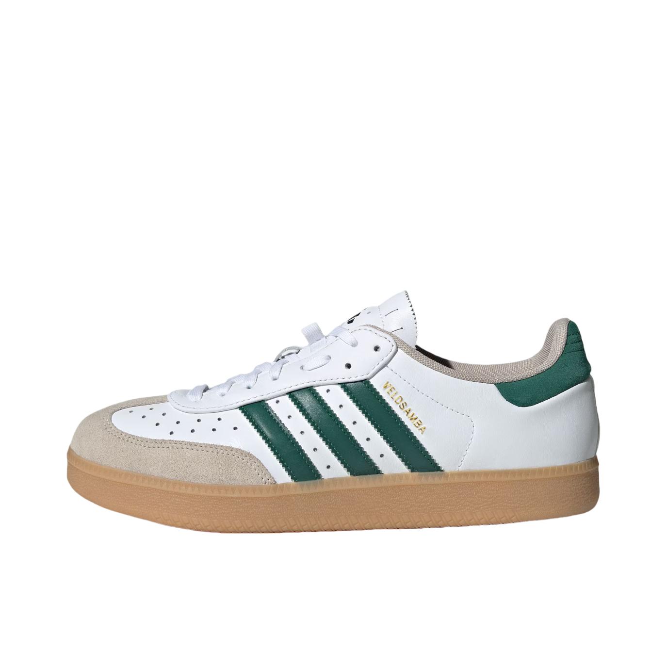 推荐商品：adidas VELOSAMBA LEA 德训鞋 训练鞋 T头鞋骑行塑胶地板 白色/森林绿/奇迹棕 