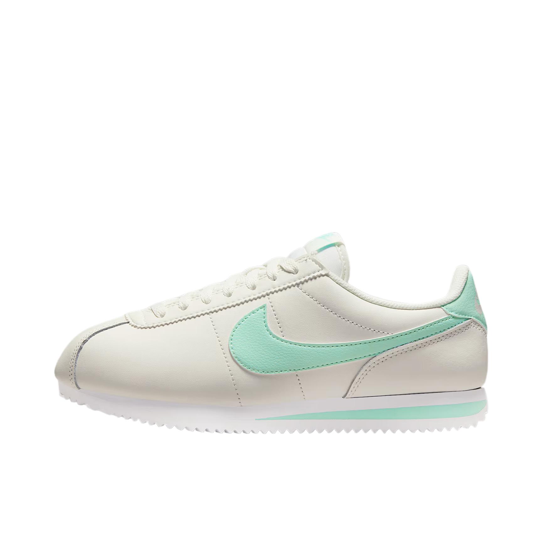 推荐商品：Nike Classic Cortez 阿甘鞋 跑鞋 防滑耐磨缓震透气轻便抓地舒适低帮耐穿贴合 白色/青色