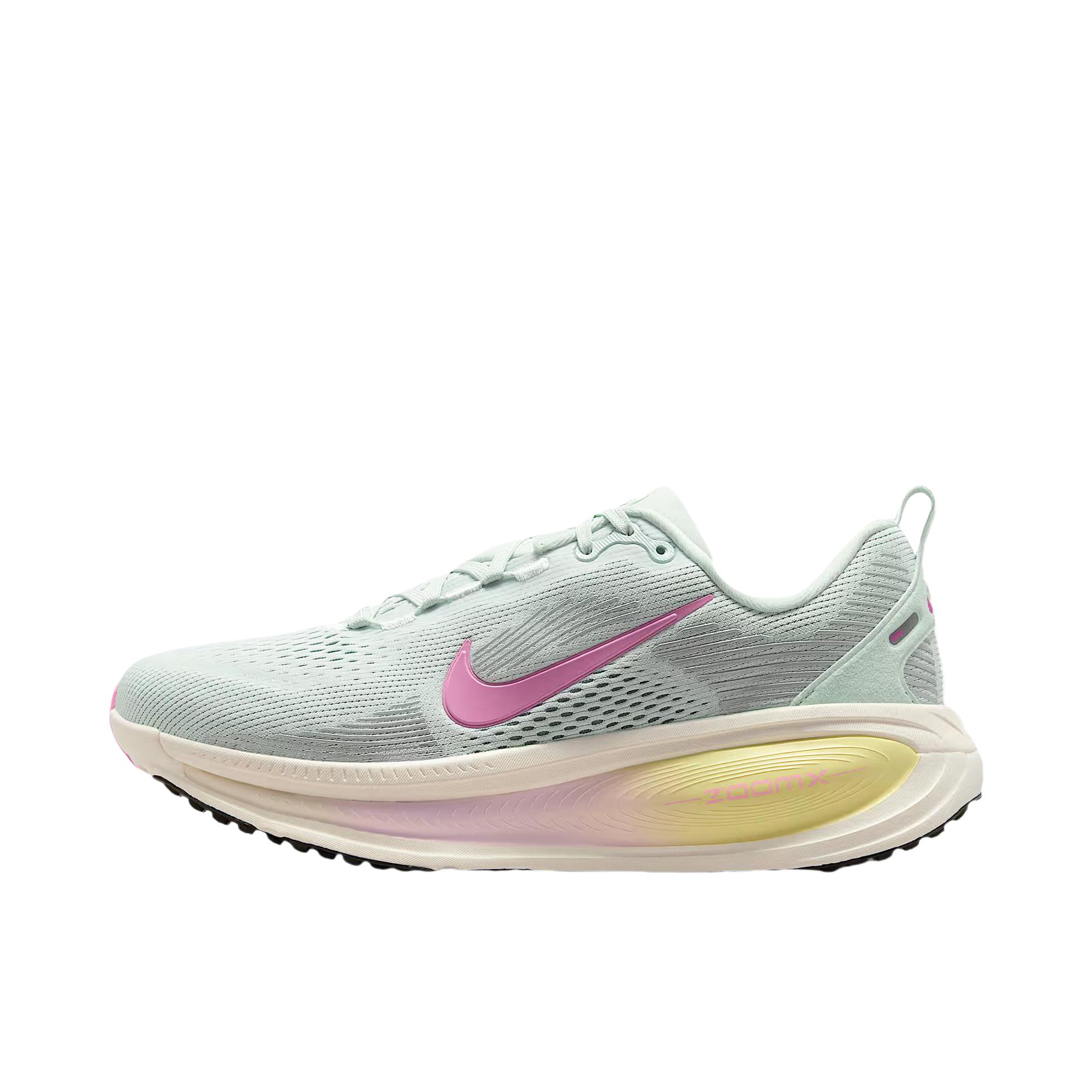 推荐商品：Nike Vomero 18 跑鞋 减震防滑低帮厚底训练轻便短跑贴合防水 绿色/粉色