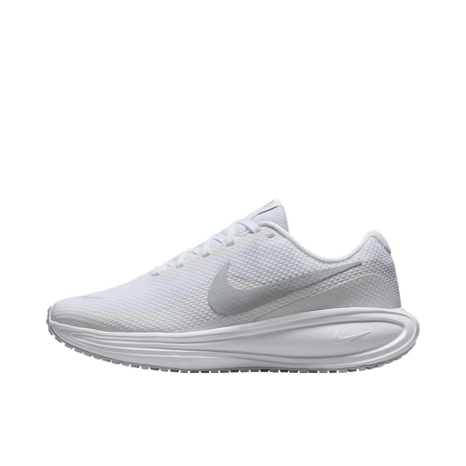 推荐商品：Nike Revolution 8 跑鞋 网布百搭防滑耐磨低帮缓震训练网面回弹轻便春夏支撑短跑贴合圆头 加宽版/白色/纯铂金银