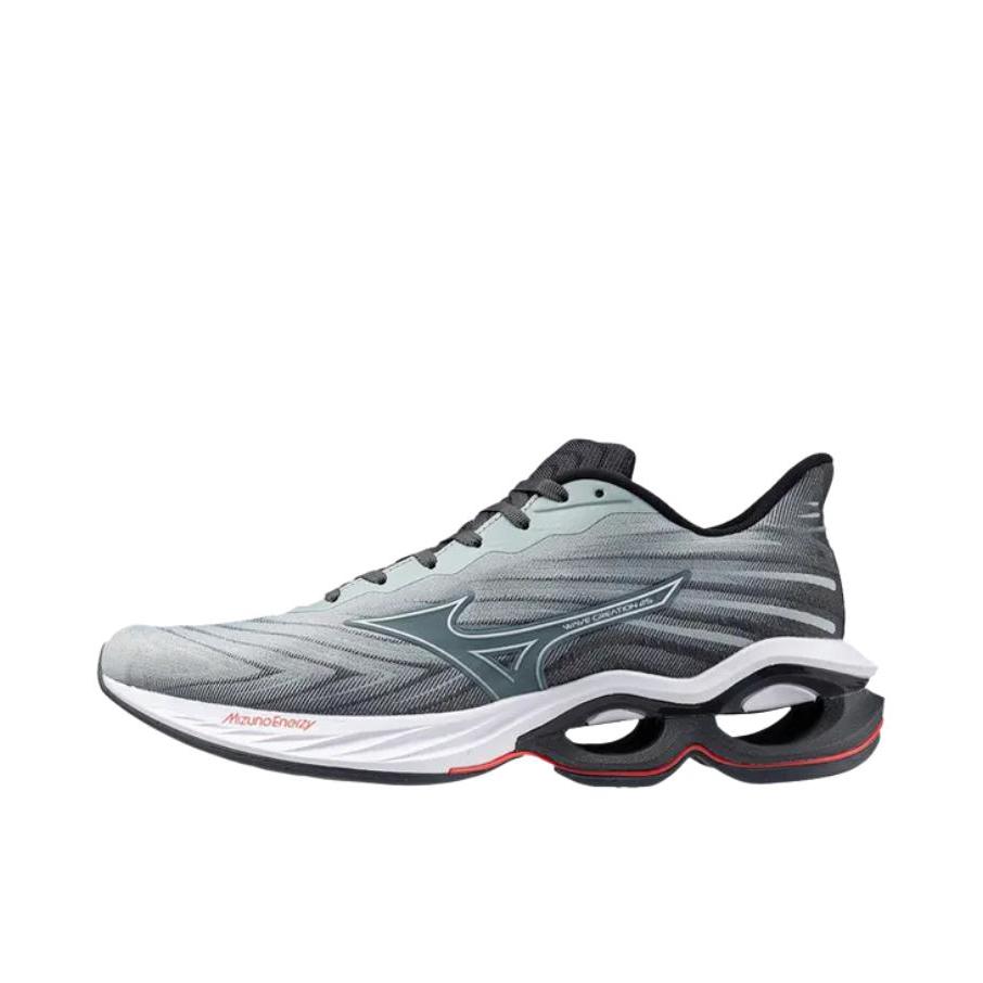 推荐商品：Mizuno/美津浓 Wave Creation 25 减震 中帮 系带 厚底 跑鞋 灰色 
