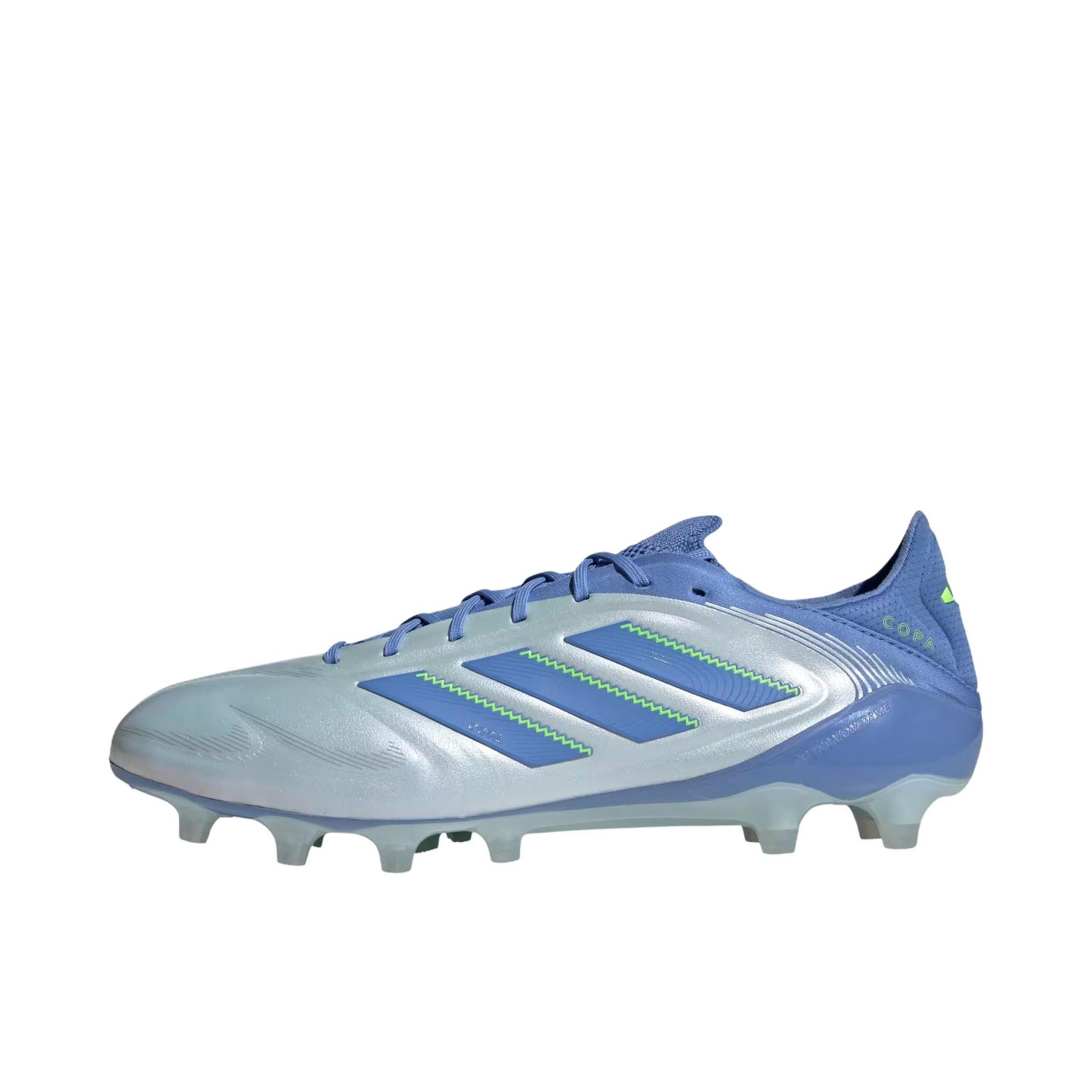 推荐商品：adidas Copa Pure 2 Elite 2G/3G AG 顶级 胶质短钉 人造草地 缓震防滑耐磨 足球鞋 光晕蓝/明亮柠檬黄