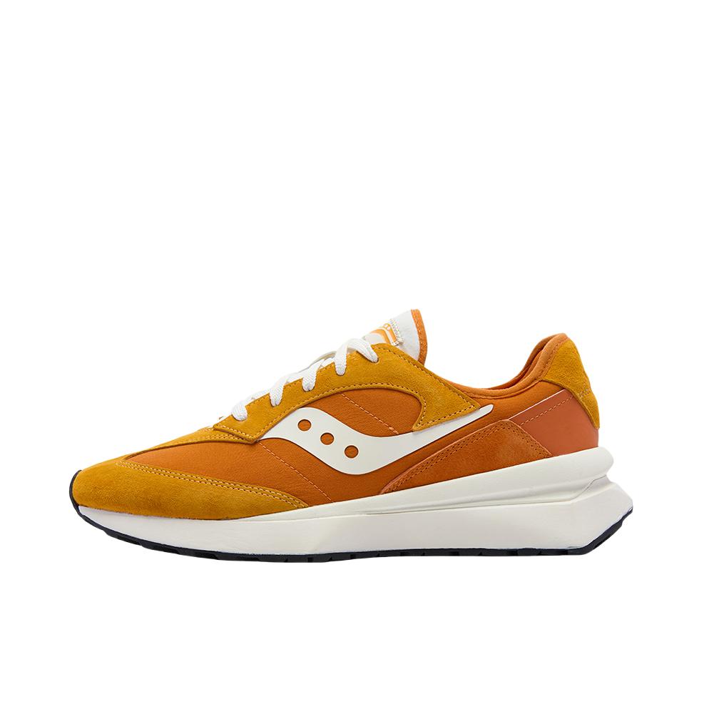 推荐商品：Saucony/索康尼 JAZZ RENEW V2 爵士 跑鞋 耐磨防滑低帮复古 桔色/白色