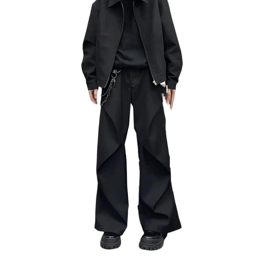 推荐商品：DARK HORSE/黑马漫画 微喇阔腿垂感休闲长裤 HM-B380-1-Q12 黑