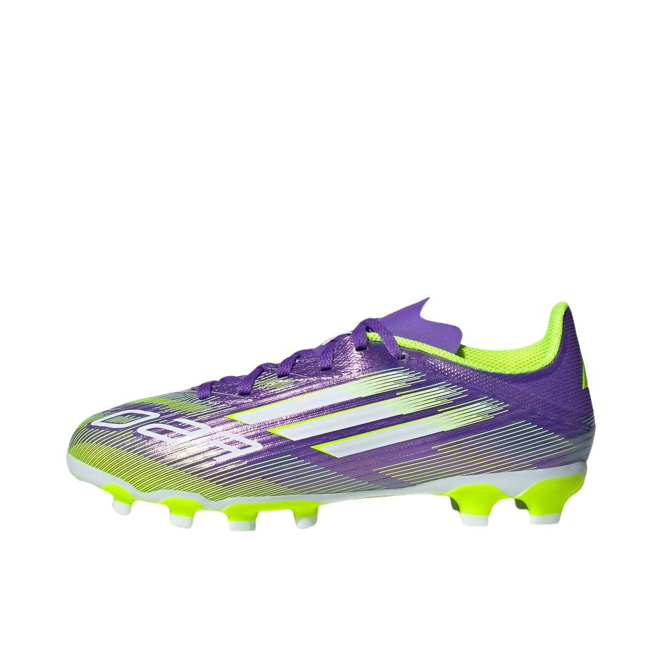 推荐商品：adidas F50 LEAGUE HG/AG 足球鞋 胶质短钉舒适运动 大童/紫色/白色/亮柠檬黄