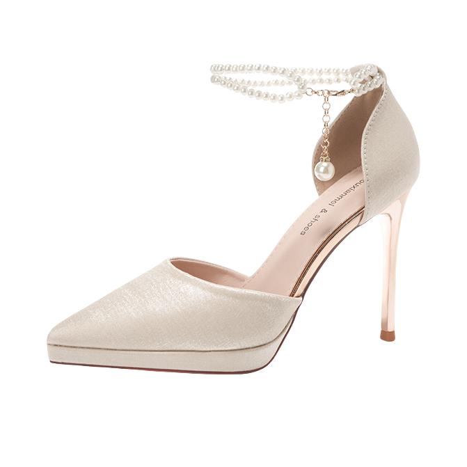 推荐商品：威世米邦 高跟鞋 尖头中空舒适防滑 YFX-1088-1 跟高10.5CM/香槟色