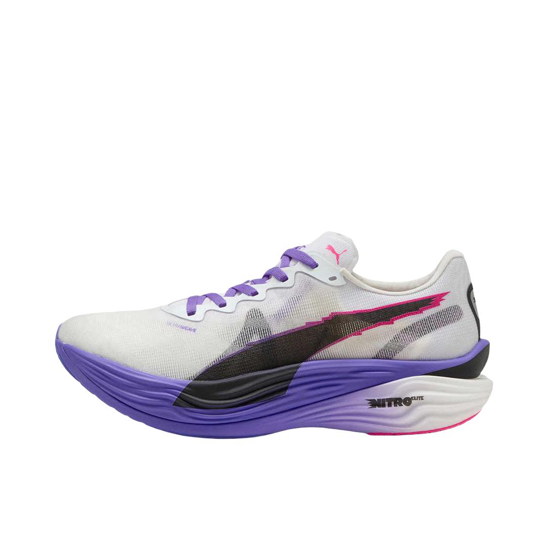 推荐商品：Puma/彪马 Deviate Nitro Elite 3 彪破精英 碳板 缓震回弹 舒适透气 防滑耐磨 健步 跑鞋 男款/白色/紫色