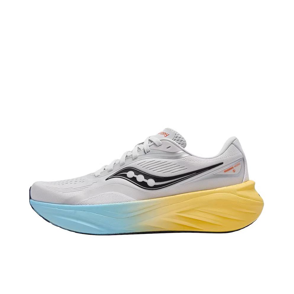 推荐商品：Saucony/索康尼 Phoenix Inferno 4 火鸟 缓震 轻便回弹 网面透气 稳定支撑 防滑 慢跑 跑鞋 灰色/黑色