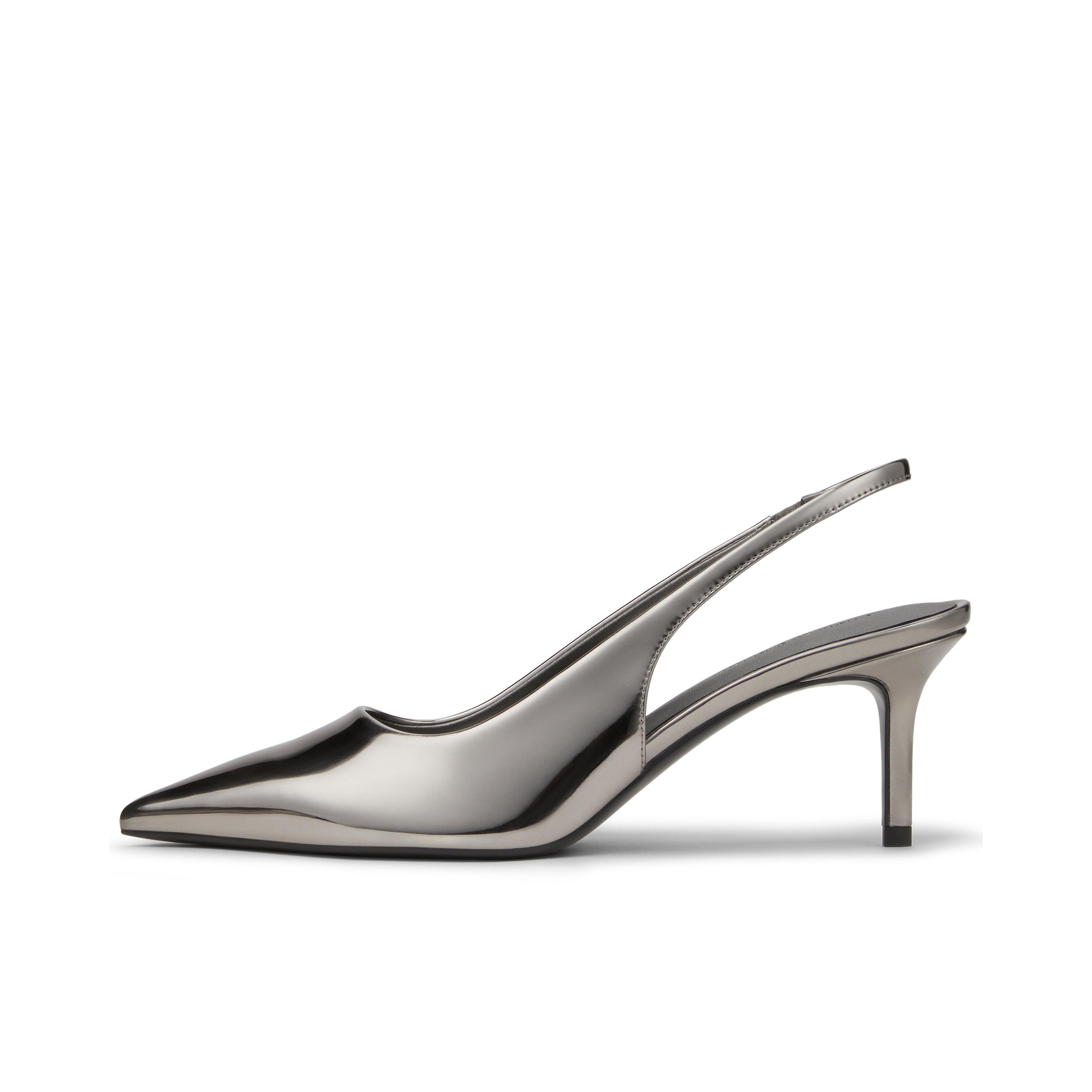 推荐商品：CHARLES&KEITH 高跟鞋 气质通勤尖头后空 CK1-60280482-1 锡灰色
