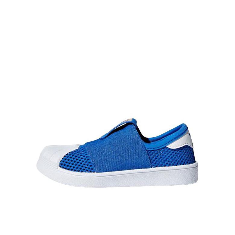 推荐商品：adidas Originals Superstar 360 一脚蹬 软底 贝壳头 板鞋儿童 婴童/蓝白/弹性绑带