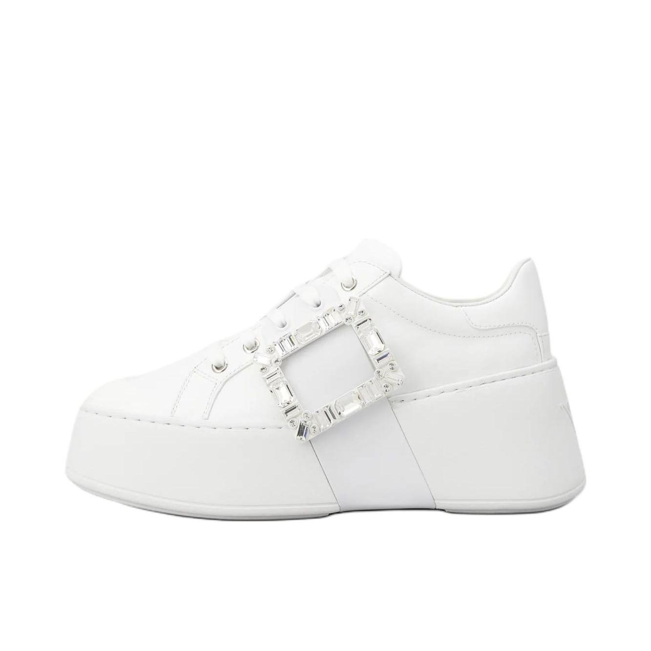 推荐商品：Roger Vivier 头层牛皮 钻扣 舒适百搭 时尚复古 防滑耐磨 运动休闲鞋 RVW54229110LXQ0330 女款/白色