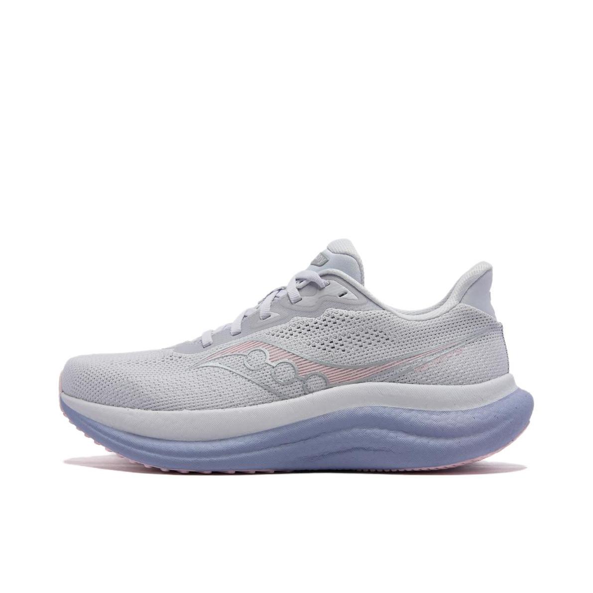 推荐商品：Saucony/索康尼 Triumph 胜利 23 跑鞋 慢跑缓震支撑训练防滑轻便 女款/浅灰色/粉红色