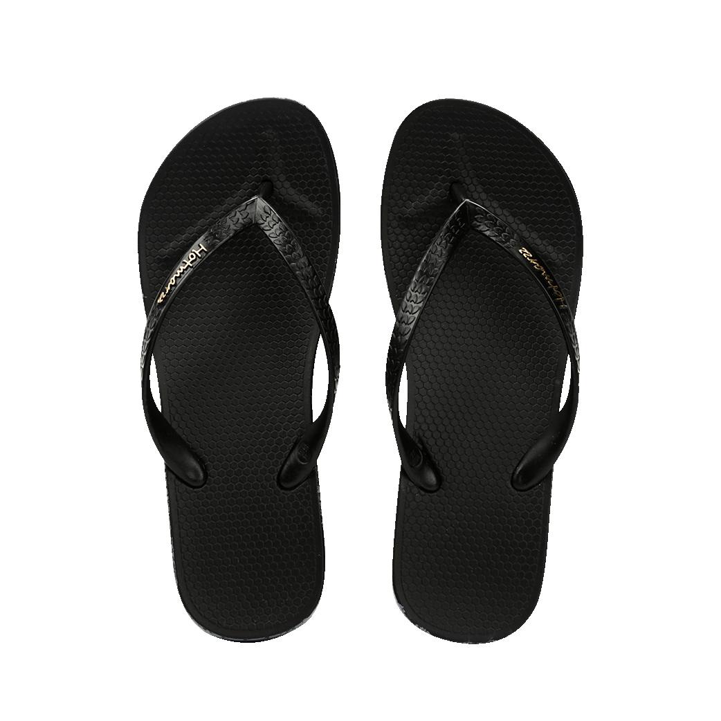 推荐商品：hotmarzz/黑玛 沙滩 坡跟夹脚 防滑耐磨 时尚潮流 外穿 人字拖 拖鞋 黑色