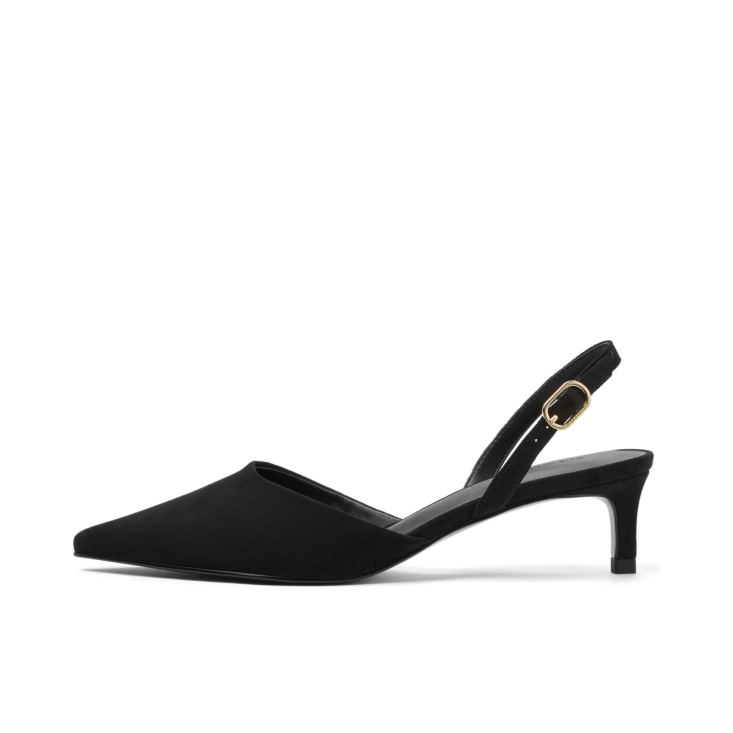 推荐商品：CHARLES&KEITH 高跟鞋 气质 简约 尖头 浅口低跟 一字带 纹理 CK1-61720221 黑色纹理