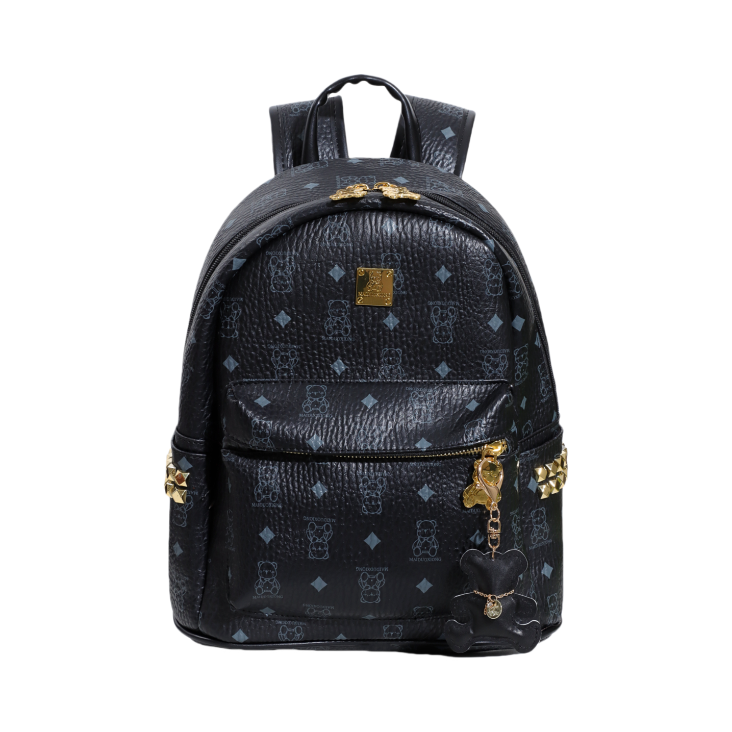 推荐商品：珉璐保罗 时尚通勤满印小熊老花PU+PVC高级感大容量双肩包