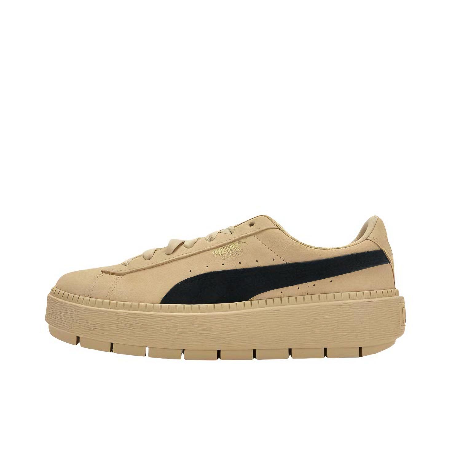 推荐商品：Puma/彪马 Platform Trace 运动休闲鞋 潮流复古圆头松糕底 女款/松砂色/黑色/金色