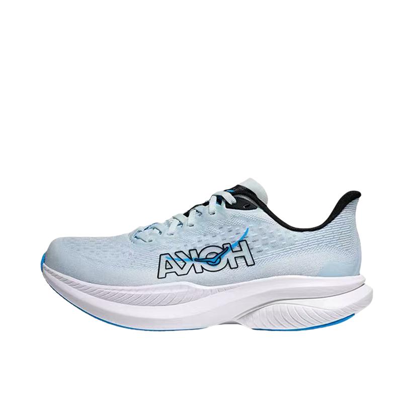 推荐商品：HOKA ONE ONE  MACH 6  舒适百搭 防滑耐磨 透气轻便 织物  跑鞋 女款/蓝色/白色