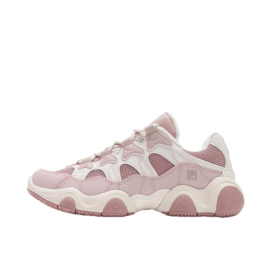 推荐商品：FILA/斐乐 JAGGER 老爹鞋 复古休闲低帮 女款/奶白/烟玫瑰粉