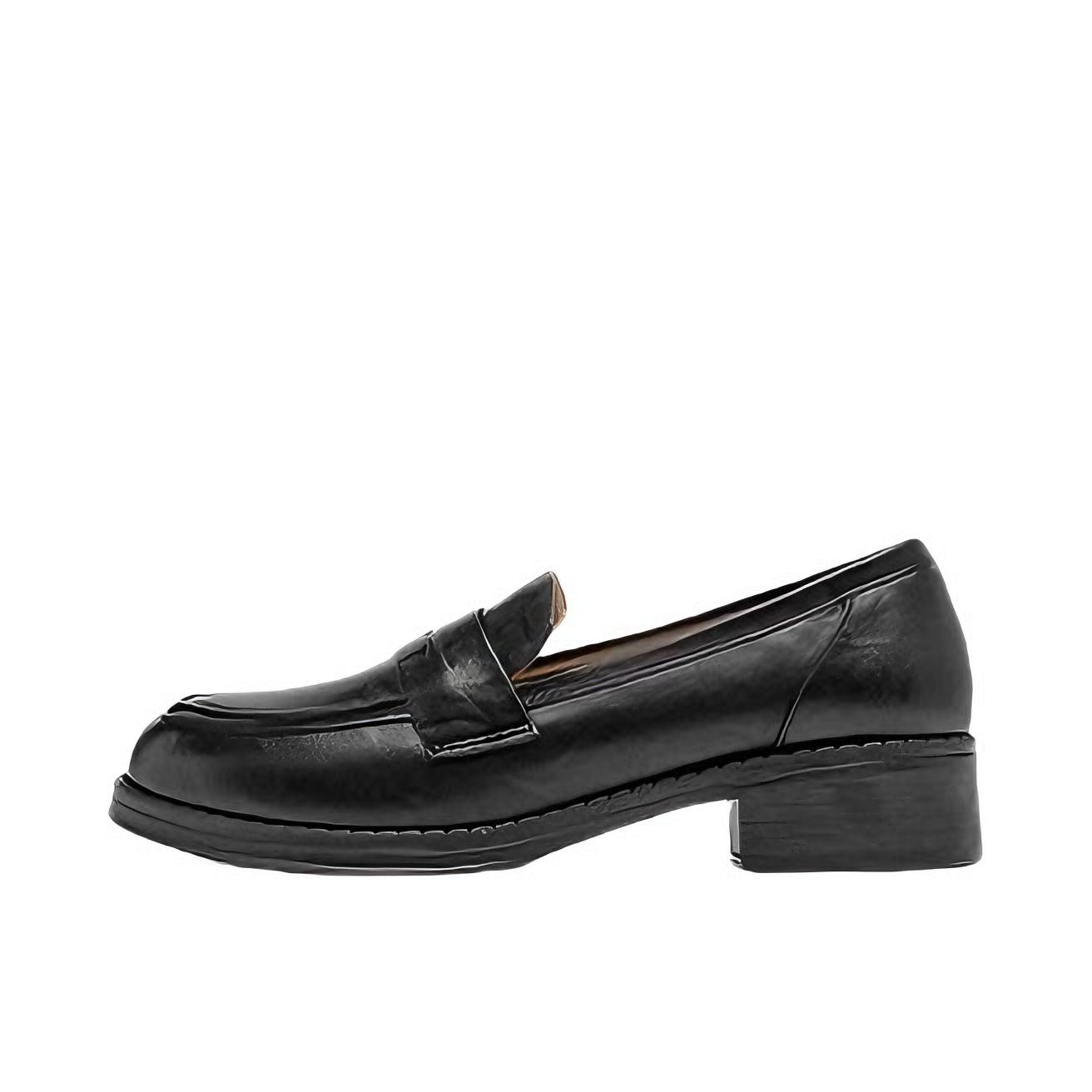 推荐商品：奥古狮登 乐福鞋 单鞋 软底粗跟透气英伦风复古 P551008 黑色