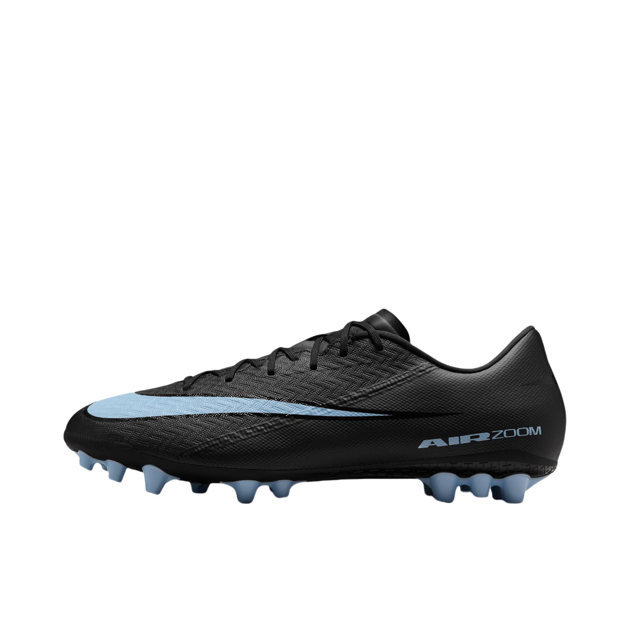推荐商品：Nike Mercurial Vapor 16 Academy AG 足球鞋 中端胶质短钉人造草地防滑耐磨 黑色/冰蓝色