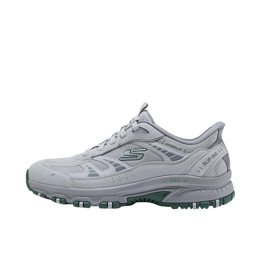 推荐商品：Skechers/斯凯奇 闪穿鞋 老爹鞋 户外休闲鞋 缓震耐磨越野徒步 灰色