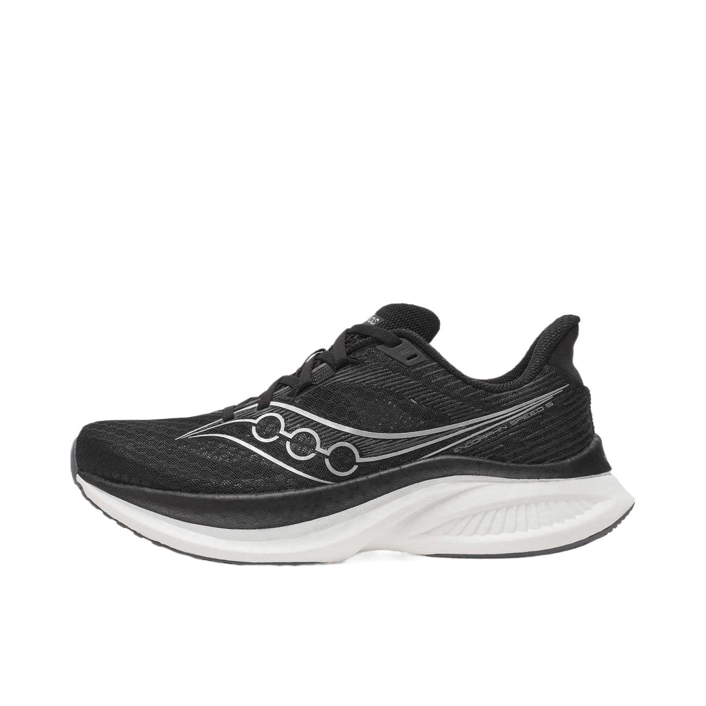 推荐商品：Saucony/索康尼 Endorphin Speed 啡速 5 缓震回弹 轻便透气 舒适耐磨 竞速 马拉松 越山向海 尼龙板 长距离 训练 防滑 跑鞋 黑色/浅灰色