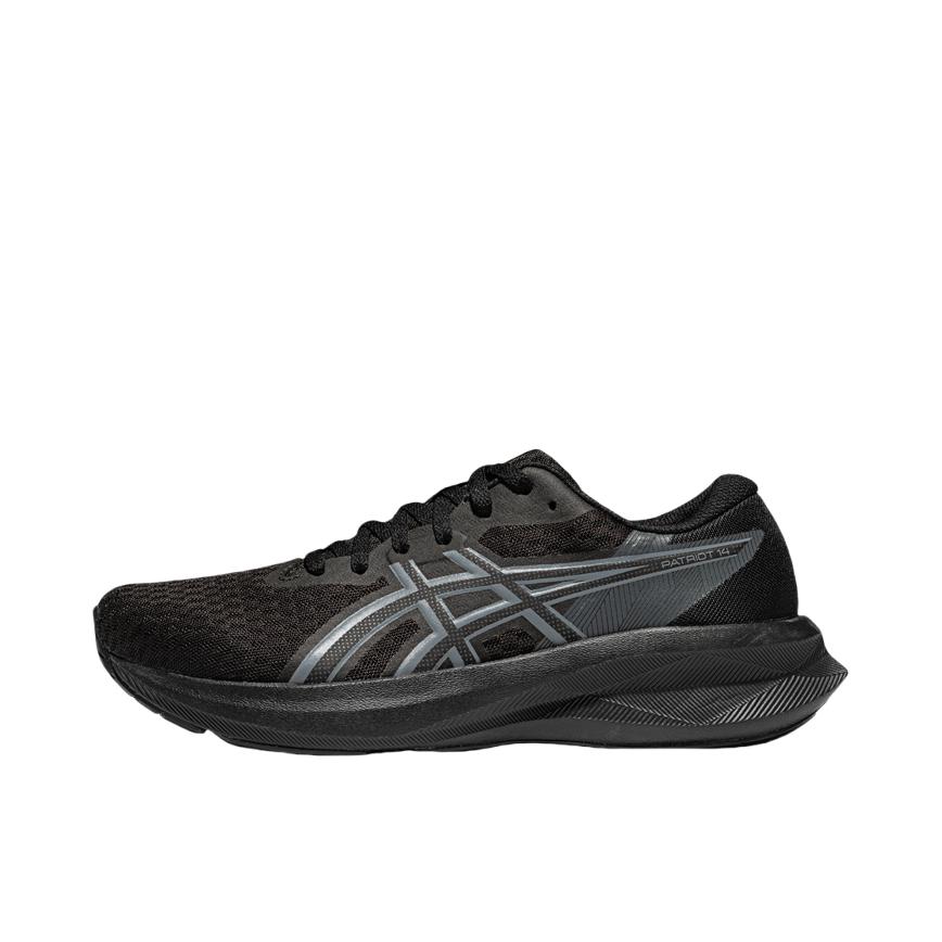 推荐商品：Asics/亚瑟士 PATRIOT 14 跑鞋 竞速回弹透气橡胶轻量支撑耐穿 黑色/灰色