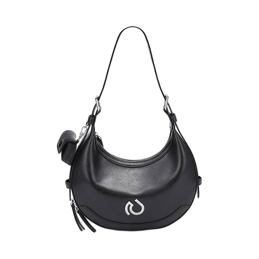 推荐商品：CNOLES 常规时尚高级感休闲百搭通勤气质高颜值牛皮斜挎腋下包弦月包单肩包