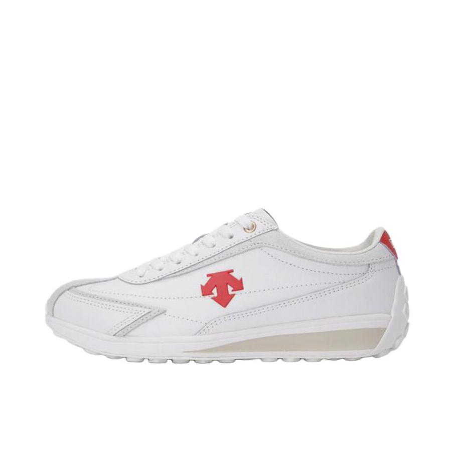 推荐商品：DESCENTE/迪桑特 Cron Racer 透气 耐磨 系带 圆头 复古风 运动休闲鞋 SP123LCR18-BKWH 纯白色/红色 