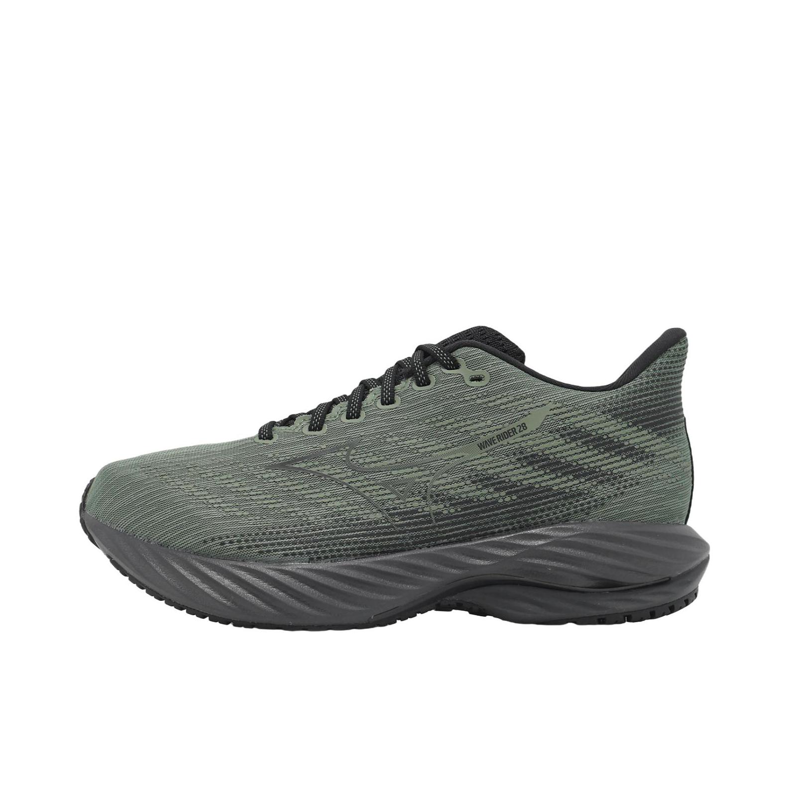 推荐商品：Mizuno/美津浓  Wave Rider  28  防滑 缓震 支撑 回弹  跑鞋 绿色/黑色 