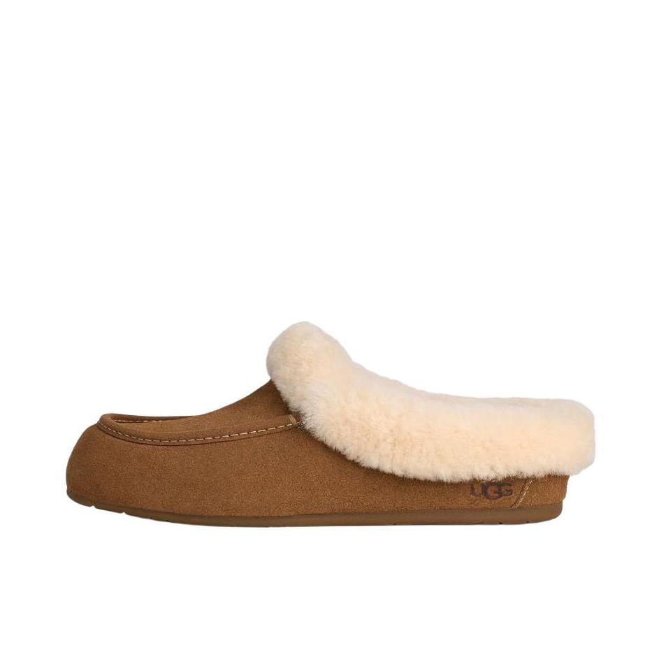 推荐商品：UGG ANSLEY 拖鞋 套脚橡胶底包头低跟防磨浅口 栗色