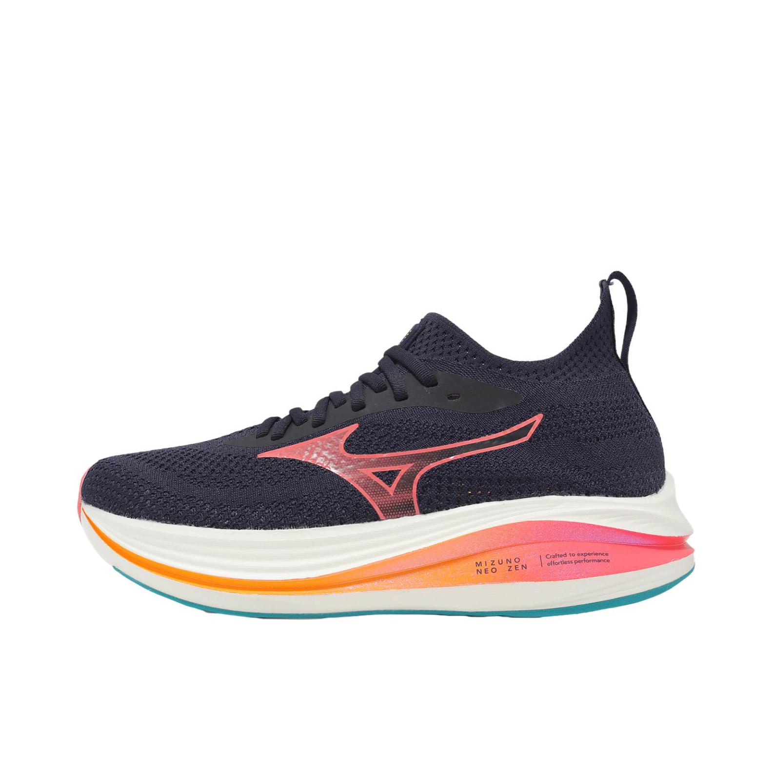 推荐商品：Mizuno/美津浓 Neozen 防滑耐磨 舒适减震 中帮 时尚百搭 跑鞋 蓝色/橙色