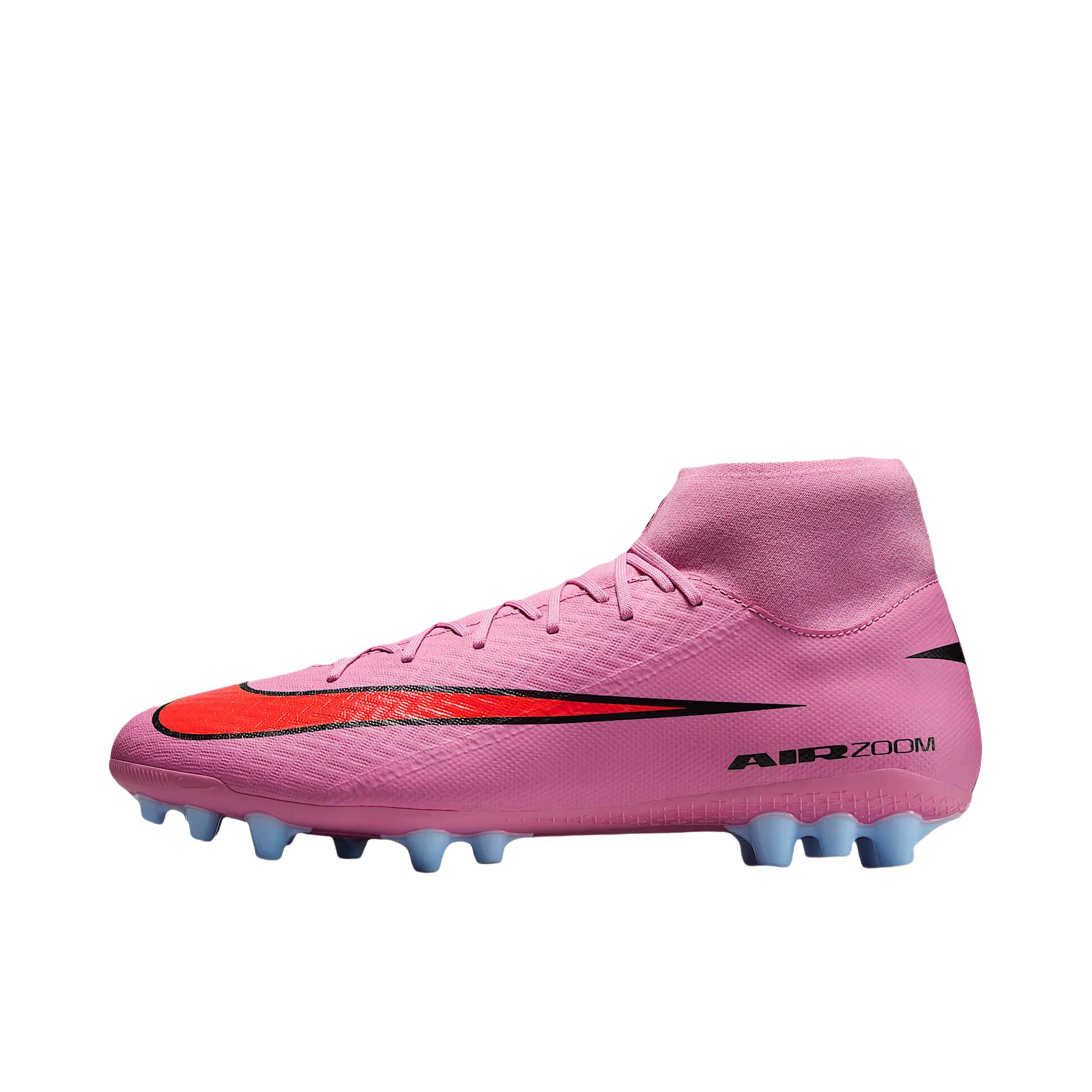 推荐商品：Nike Mercurial Superfly 10 Academy AG 中端 胶质短钉 人工草场 防滑耐磨 足球鞋 粉色/紫色