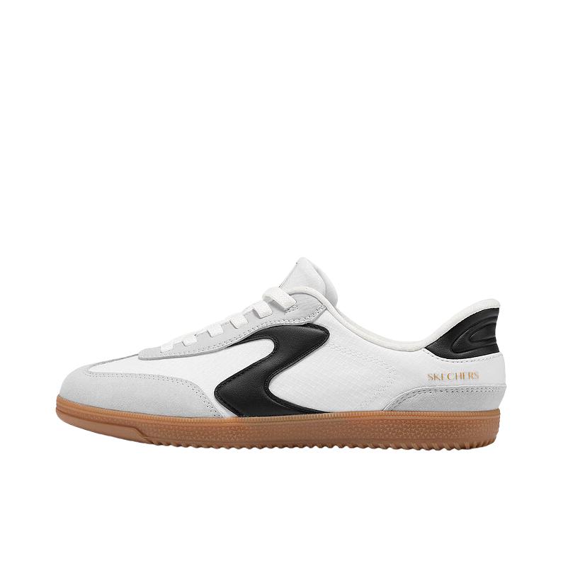 推荐商品：Skechers/斯凯奇 Court Classics 防滑 回弹 贴合耐磨 低帮 闪穿 圆头 薄底 绑带 简洁风 板鞋 女款/白色/黑色