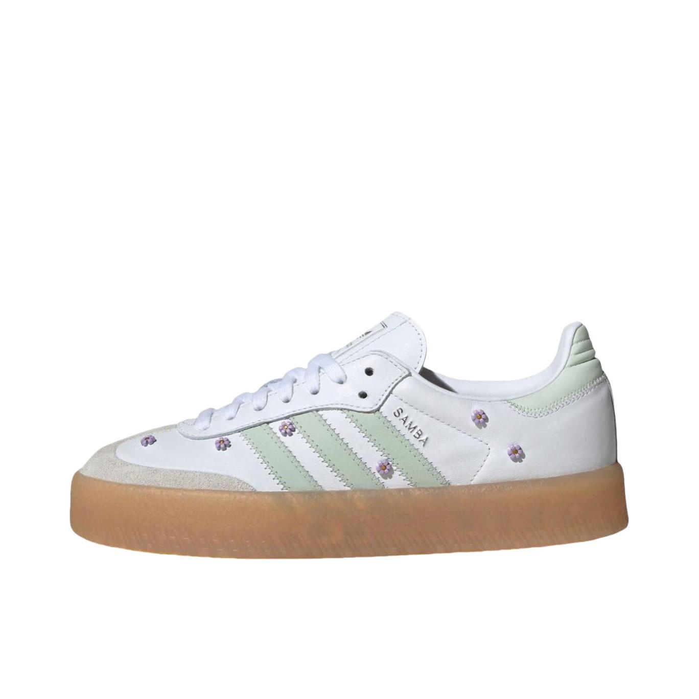 推荐商品：adidas Originals Sambae T头鞋 德训鞋 板鞋 增高包裹性合成革 云白色/亚麻绿